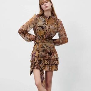 Zara printed Long Sleeve Dress